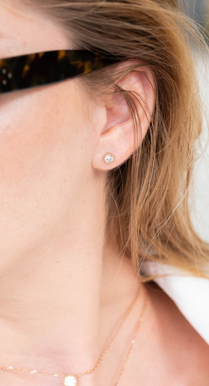 Puces d'oreilles diamants Oursin